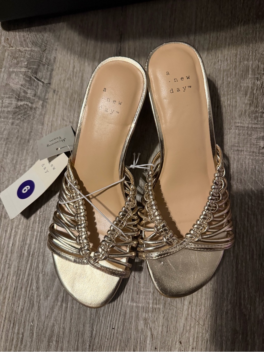 a new day Metallic Gold Braided Slide Mules